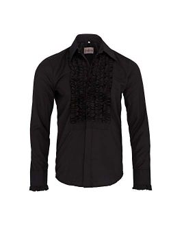 Zen Retro Mens Ruffle Ruche Frill Dinner Tuxedo Shirt