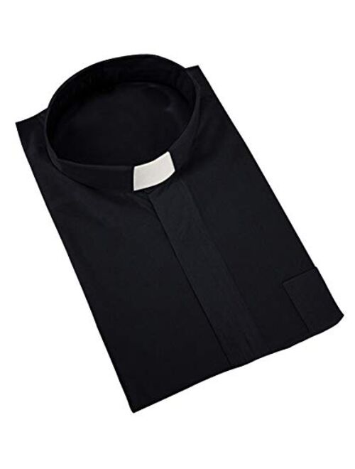 GraduatePro Men Priest Clergy Shirt Long Sleeves with Free Tab Collar Insert