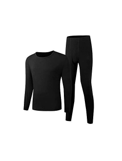 COLORFULLEAF Men's Cotton Thermal Underwear Set Heavyweight Long Johns Fleece Lined