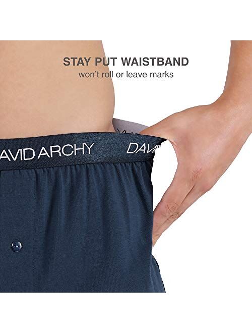 DAVID ARCHY Men's 3 Pack Cotton Underwear Ultra Soft Comfy Boxer Shorts with Fly