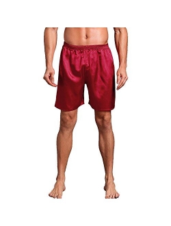 Admireme Men's Satin Boxers Shorts Pajamas Shorts Boxer Sleep Work Travel Underwear