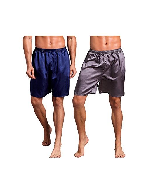 Admireme Men's Satin Boxers Shorts Pajamas Shorts Boxer Sleep Work Travel Underwear