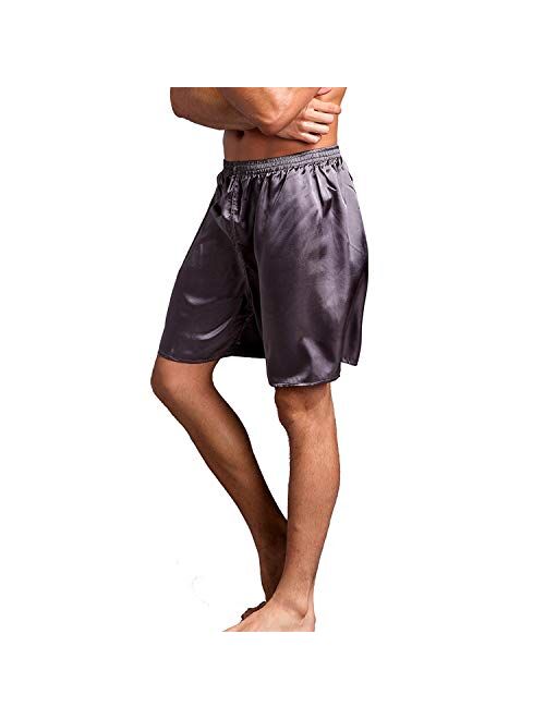 Admireme Men's Satin Boxers Shorts Pajamas Shorts Boxer Sleep Work Travel Underwear