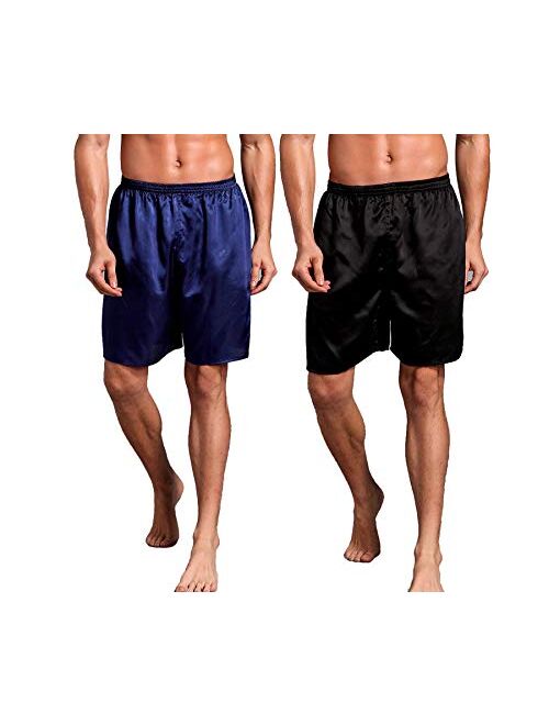 Admireme Men's Satin Boxers Shorts Pajamas Shorts Boxer Sleep Work Travel Underwear