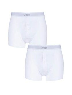 Jeep Men's 2 Pack Cotton Plain Fitted Button Front Trunk Boxer Shorts