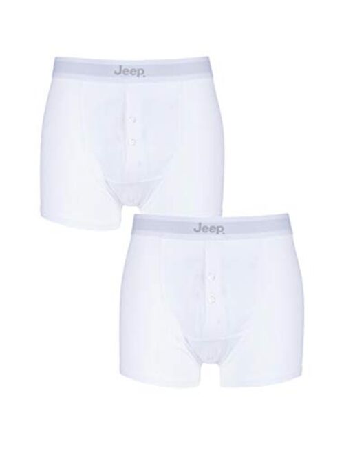 Jeep Men's 2 Pack Cotton Plain Fitted Button Front Trunk Boxer Shorts