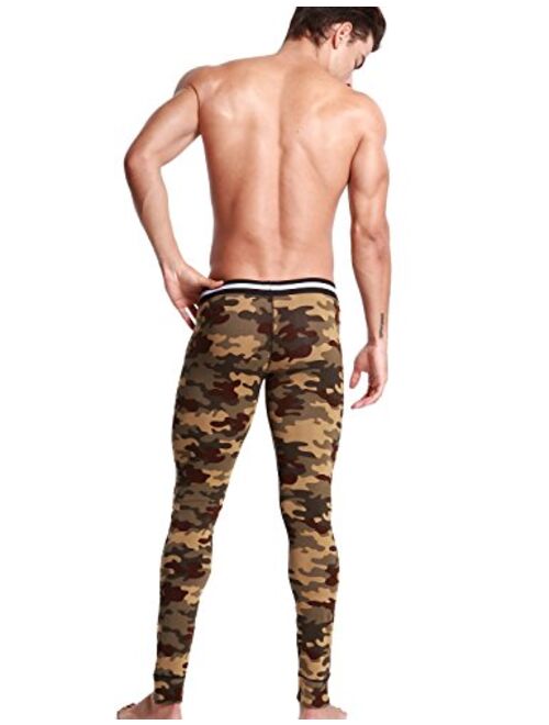 SEOBEAN Mens Low-Rise Underwear Pants Long John Cotton