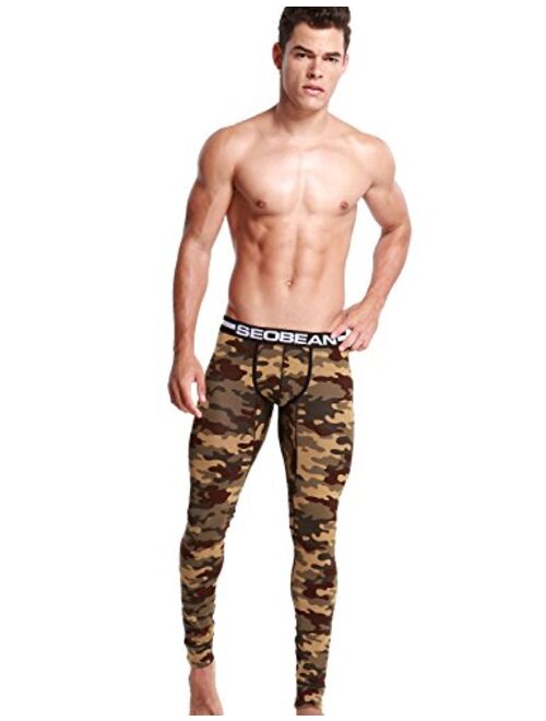 SEOBEAN Mens Low-Rise Underwear Pants Long John Cotton