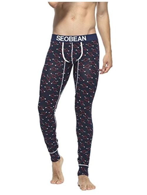 SEOBEAN Mens Low-Rise Underwear Pants Long John Cotton