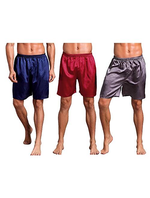 Admireme Mens Satin Boxer Shorts Silk Pajamas Shorts Sleepwear Boxers Underwear Beach Shorts