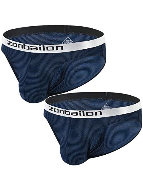 ZONBAILON Men's Big Pouch Mesh Underwear Enhancing Bulge Briefs Underwear for Men Pack M L XL 2XL