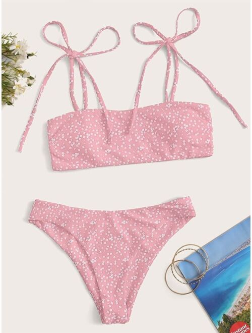 Buy Ditsy Floral Tie Shoulder Bikini Swimsuit online | Topofstyle