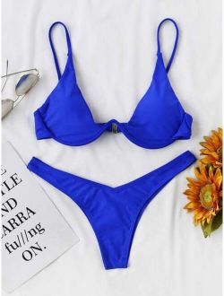 Spaghetti Underwired High Cut Bikini Swimsuit