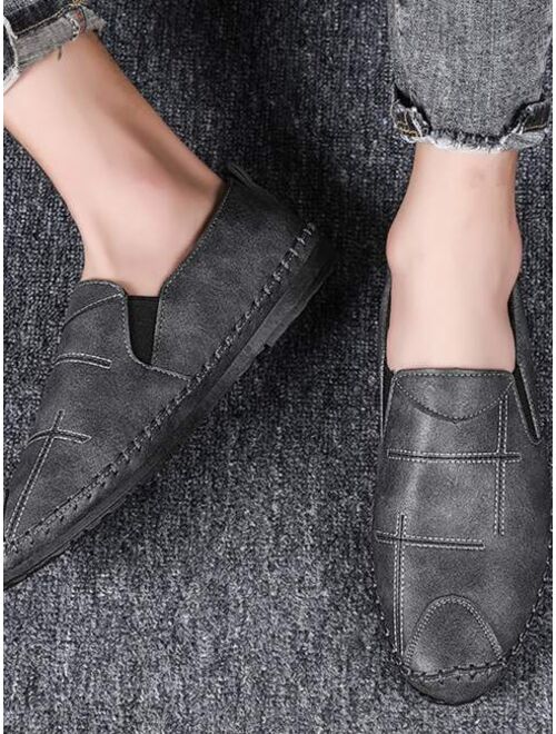 Men Stitch Detail Slip On Loafers