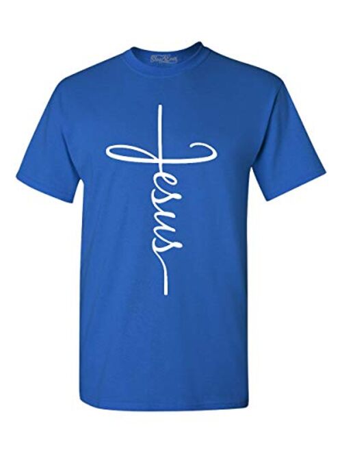 Shop4Ever  Short Sleeve Crew Neck Jesus Cross T-Shirt