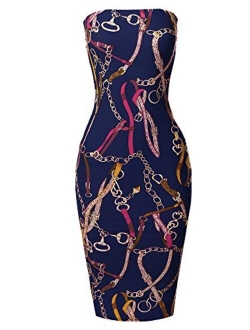 Women's Super Sexy Comfortable Floral Tube Top Body-Con Midi Dress