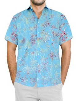 LA LEELA Men's Night Club Party Dress Short Sleeve Hawaiian Shirt