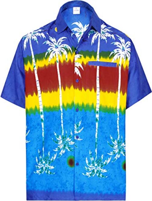 LA LEELA Men's Night Club Party Dress Short Sleeve Hawaiian Shirt