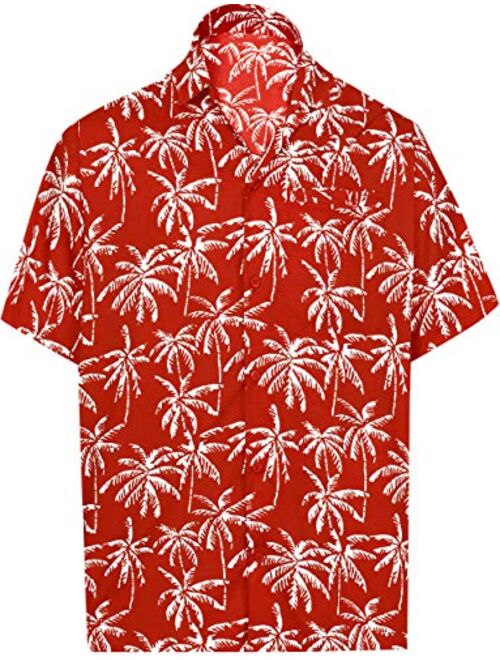 LA LEELA Men's Night Club Party Dress Short Sleeve Hawaiian Shirt