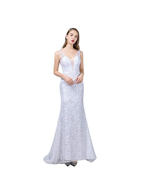 OYISHA Womens Formal Strapless Sweetheart Trumpet Wedding Dress Lace Bridal Dresses Long 2019 WD162