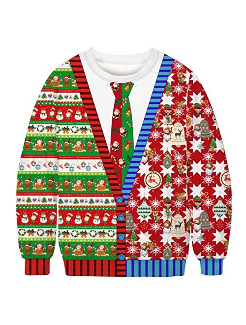 Aibrou Men's Funny Graphics Cosplay Christmas Pullover Sweatshirts Long Sleeve Crewneck