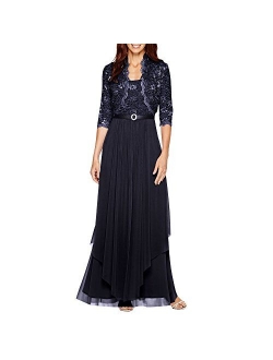 Womens Sequin Lace Long Jacket Dress - Mother Of The Bride Dress