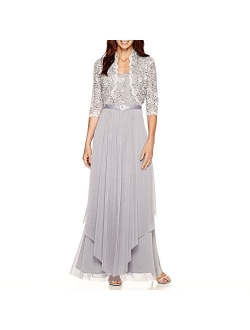 Womens Sequin Lace Long Jacket Dress - Mother Of The Bride Dress