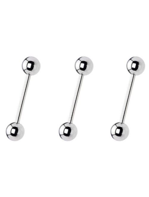 PIERCE ME 3pcs 316L Surgical Steel Solid Barbell Tongue, No Color, Size No Size