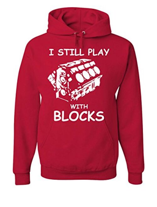 Tee Hunt I Still Play with Blocks Hoodie Funny Car Mechanic Engine Sweatshirt