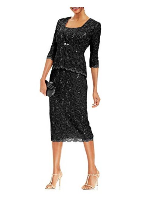 R&M Richards Women's 2 Piece Lace Swing Jacket Dress