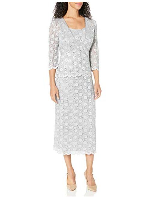 R&M Richards Women's 2 Piece Lace Swing Jacket Dress