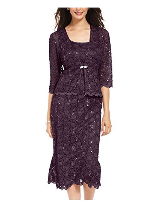 R&M Richards Women's 2 Piece Lace Swing Jacket Dress