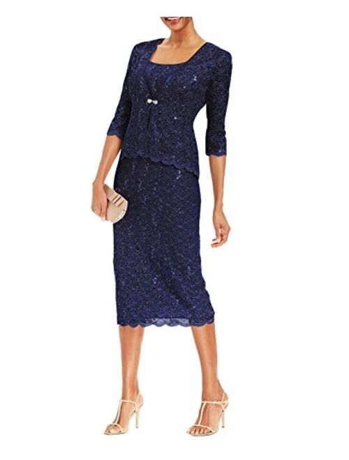 R&M Richards Women's 2 Piece Lace Swing Jacket Dress