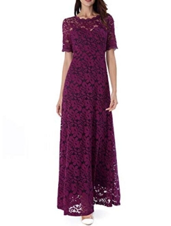 VFSHOW Womens Retro Floral Lace Formal Evening Wedding Party A-Line Maxi Long Dress