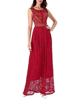 VFSHOW Womens Floral Lace Patchwork Cocktail Wedding Party A-Line Midi Dress