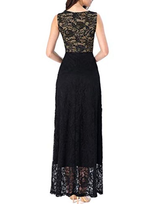 VFSHOW Womens Floral Lace Patchwork Cocktail Wedding Party A-Line Midi Dress