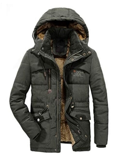 Men's Winter Military Warm Coat Faux Fur Lined Parka Jacket with Detachable Hooded