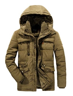 Men's Winter Military Warm Coat Faux Fur Lined Parka Jacket with Detachable Hooded