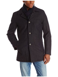 Men's Wool Melton Walking Coat with Detachable Scarf