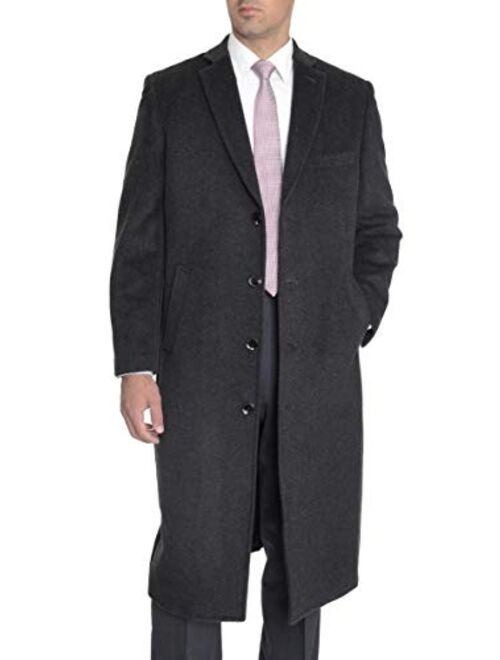 Men's Wool Cashmere Single Breasted Full Length Overcoat Top Coat