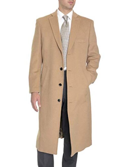 Men's Wool Cashmere Single Breasted Full Length Overcoat Top Coat