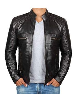 Leather Jackets for Men - Black Cafe Racer Mens Leather Jacket