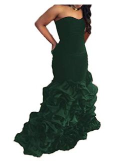 UTAMALL Burgundy Velvet Long Mermaid V Neck Prom Dresses Evening Gowns For Women