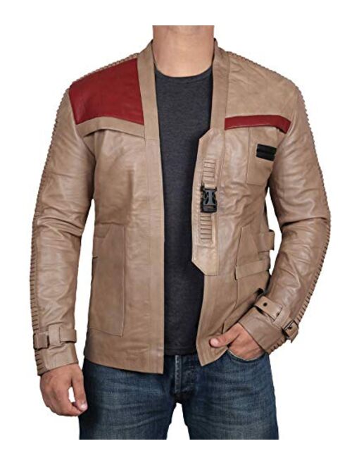 RealLambskin Leather Jacket for Men - Beige & Brown Mens Leather Jackets