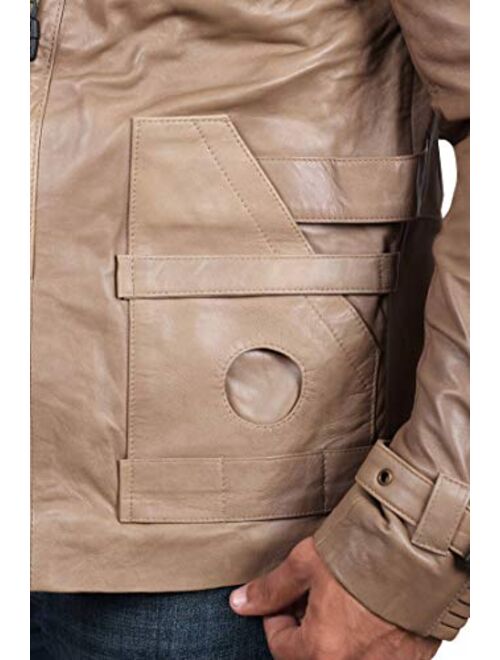 RealLambskin Leather Jacket for Men - Beige & Brown Mens Leather Jackets