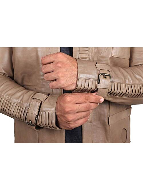 RealLambskin Leather Jacket for Men - Beige & Brown Mens Leather Jackets