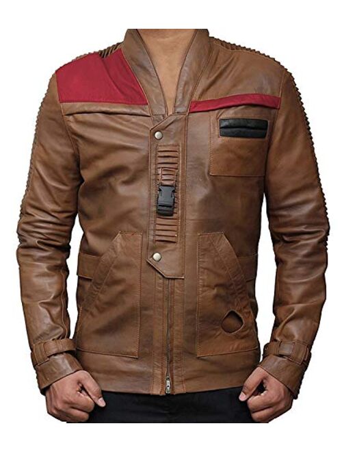 RealLambskin Leather Jacket for Men - Beige & Brown Mens Leather Jackets