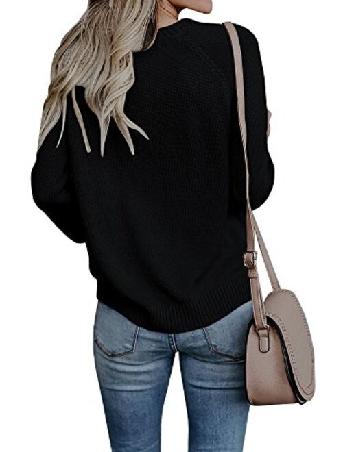 Imysty Womens Valentine's Day Cute Love Heart Ribbed Cable Knitted Crew Neck Sweater Pullover