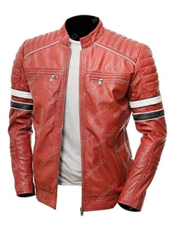 Shazmeen Cafe Racer Retro Mens Zip up Leather Jacket Men