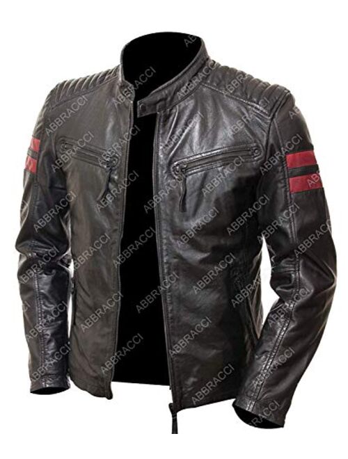 Shazmeen Cafe Racer Retro Mens Zip up Leather Jacket Men